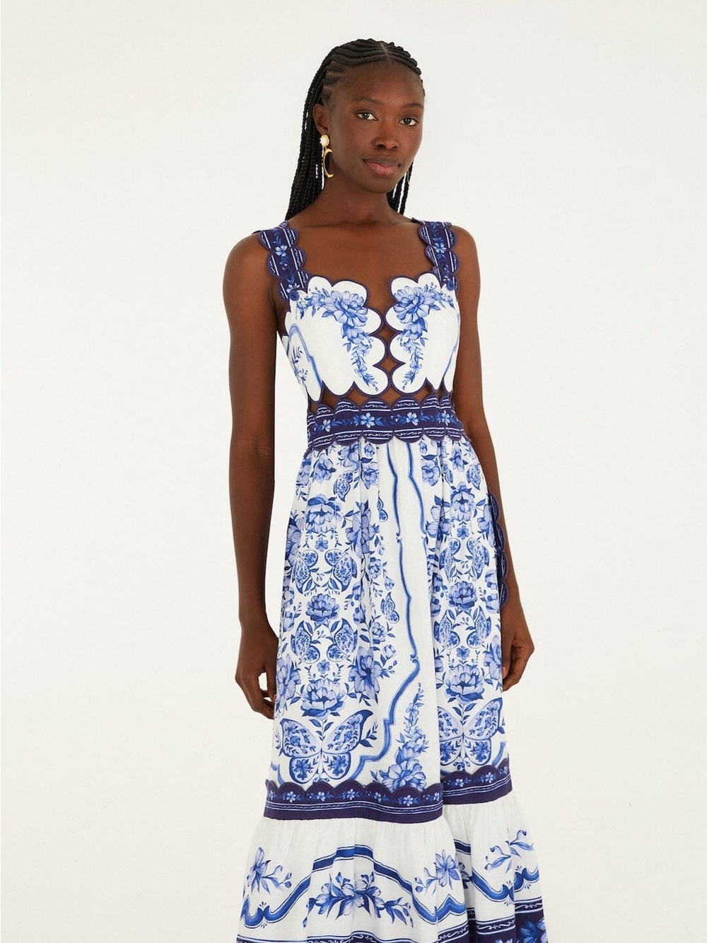 FARM RIO Off-White Porcelain Garden Cut-Out Midi Dress - Picture 4 of 4